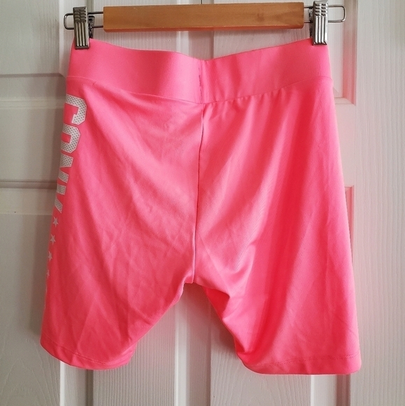 NWT Converse High Rise Biker Shorts Barbie Pink Stretchy Girls L - Picture 2 of 5